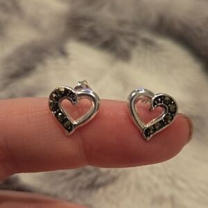 Sterling Silver and Marcasite Heart Earrings Brand New In Box